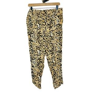 Free People Size Medium Got Me Twisted Animal Print Harem Pants Zip Hem